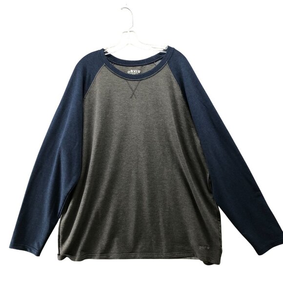 Orvis Raglan Long Sleeve T shirt Mens XXL Gray Blue Crewneck Active Performance - Picture 1 of 10